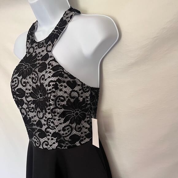 B. DARLIN All Lace Top Racerback Dress Sz 3/4 Black Whimsigoth New Halter Skater - Picture 4 of 12